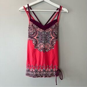 Athleta Paisley Strappy Pink Tankini Top XXS